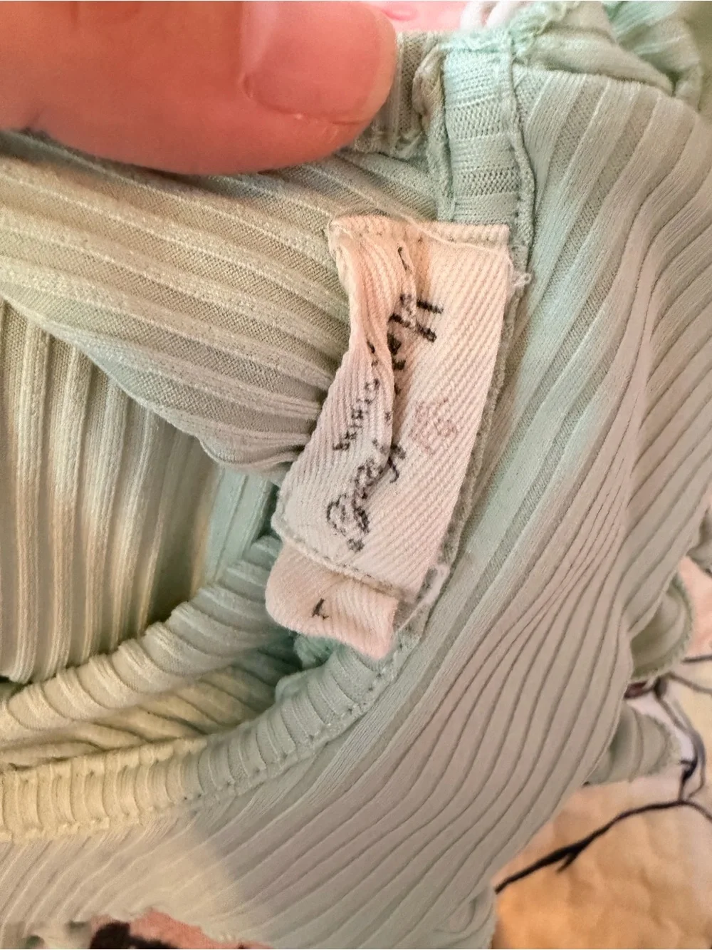 Girls' Mint Green Ruffle-Neck Pajama Set with Floral Pants